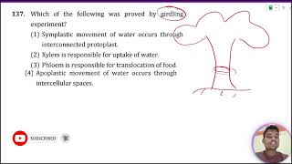 Which of the following was proved by girdling experiment 1 Apoplastic movement of water [upl. by Gernhard568]