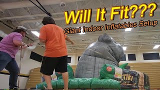 Giant Inflatables Indoor School Event Will We Get it All Setup [upl. by Yhtomit429]