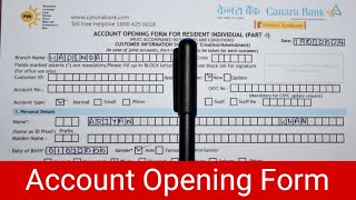 Canara Bank Savings Account Opening Form 2024  Canara Bank Account Opening Form Fill Up [upl. by Irpac]