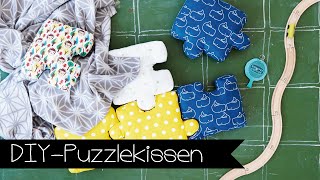 DIY  COOLES BODENKISSEN SELBER NÄHEN I PUZZLEKISSEN [upl. by Enirol]