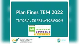 Tutorial de preinscripción PLAN FINES 2022 [upl. by Heyer]