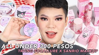 ALL UNDER 300 PESOS SANRIO X FOCALLURE MAKEUP REVIEW AND TUTORIAL [upl. by Romona]