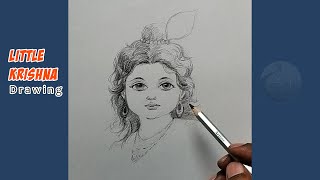 Little Krishna drawing  easy step by step  Lord Krishna drawing  pencil sketch [upl. by Aig532]