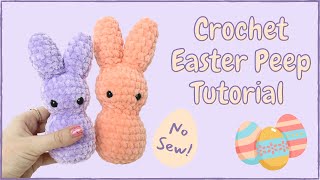 Quick Crochet Easter Peep Bunny Tutorial  Free NoSew Amigurumi Animal Pattern for Beginners [upl. by Enneyehc]