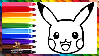 Como zeichnet man Pikachu ⚡ Pikachu von POKÉMON zeichnen und ausmalen ⚡🌈 Kinderzeichnungen [upl. by Efioa]