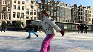 Ice skating on Amsterdam Canals Winter 2012 • Cinematic Orchestra  To Build A Home [upl. by Zwart]