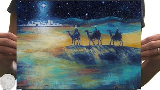 How to Paint a Christmas Scene with Acrylics  The Three Wisemen Painting [upl. by Seldon]