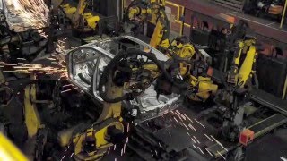 Car Factory production line  robots welding bodies [upl. by Adlar855]