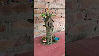 Beautiful tree house making with clay 🏡  clayhouse treehouse craft [upl. by Icyac]