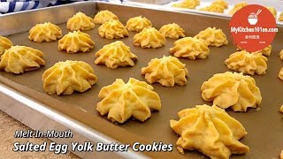 MeltInMouth Salted Egg Yolk Butter Cookies  MyKitchen101en [upl. by Vorster]