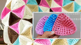 TUTORIAL  how to crochet 3d triangle for blanket pattern [upl. by Coretta]