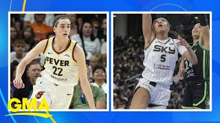 Caitlin Clark and Angel Reese make WNBA history [upl. by Kreindler]