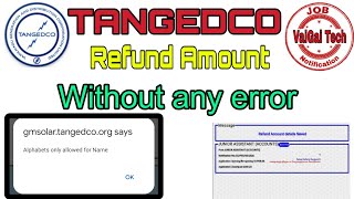 TANGEDCO Amount Refunded  Without Alphabet error  Refund Account Details Saved [upl. by Ruiz]