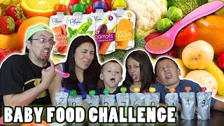 BABY FOOD CHALLENGE Fruits amp Vegetables amp Meat FUNnel V Fam [upl. by Neiviv]