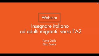 Insegnare litaliano ad adulti migranti verso lA2 [upl. by Merrielle]