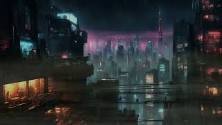 Cyberpunk City View  1 Hour of City Ambience and Rain Sounds  Neon Atmospheric ASMR [upl. by Nivrad]