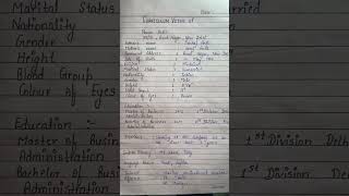 How to write cv cv curriculumvitae writecv handwriting ytshorts [upl. by Airdua]