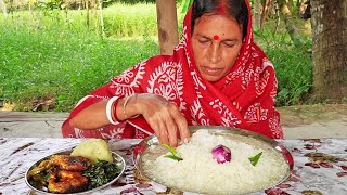 Panta Bhat Eating Show I Panta Bhat with Alu MakhaFried FishSaag FryBhindi FryOnionGreen Chilli [upl. by Amer]