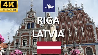 🇱🇻 Riga Latvia  The Freedom Monument to the House of the Black Heads 4K [upl. by Akihsat211]