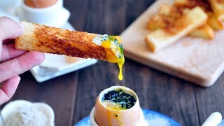 How to Make Fancy Soft Boiled Eggs with Toast Soldiers 糖心蛋  烤麵包條 食譜 [upl. by Neenaej]