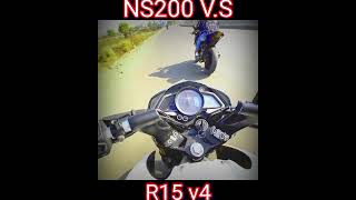 NS200 VS R15v4 damdar 😈😈 race🏍️🏍️🏍️youtubeshorts rider video sorts [upl. by Candra]