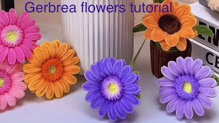 Gerbera flowers tutorial in chenille stem pipe cleaner handcraft easy diy flower gift ideas [upl. by Nickey851]