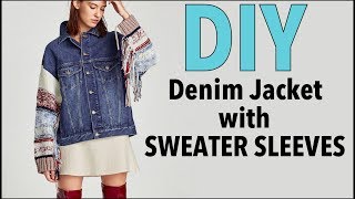 DIY How To Change Sleeves on a Jean Jacket DENIM JACKET UPGRADE By Orly Shani [upl. by Dlaregztif]