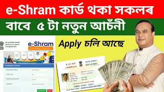 Eshram কাৰ্ড থকা সকলৰ বাবে ৫ টা আচঁনী  Benefits of E shram card 2024  e shram card [upl. by Noved]