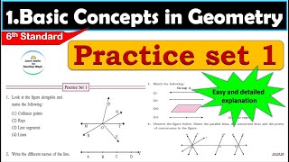 Practice set 1  Basic Concepts in Geometry  Chapter 1  6th standard  Maths [upl. by Jorgan]