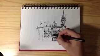 JYBahk Aachen Cathedral Sketch time lapse [upl. by Atirehs332]