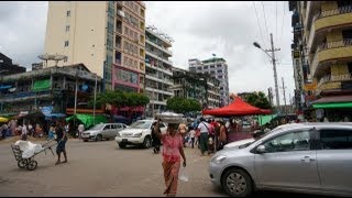 Yangon Downtown lively streets Myanmar [upl. by Leilani]