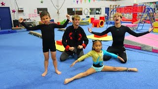 OUR LITTLE BROTHER VS SISTER GYMNASTICS BATTLE [upl. by Nalek]