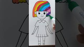 🌈🌈🌈 Rainbow 🌈 Cute Girl shorts drawing painting kidsvideo [upl. by Andee]