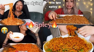 Mukbangers eating spicy noodles🤯❌ [upl. by Anilatac882]