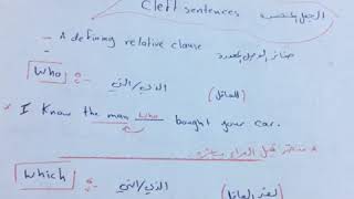 Cleft sentences الجمل المنقسمه or a defining relative clause ضمائر الوصل المحدده [upl. by Nohsyt]