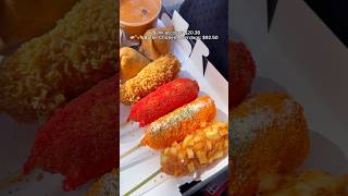 Eating cheesy corn dogs dunked in butter chicken shorts viral mukbang [upl. by Ariak693]