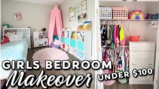 DIY Girls Room Makeover on a Budget  Bedroom Decorating Ideas  Kids Closet Organization [upl. by Kaiulani]