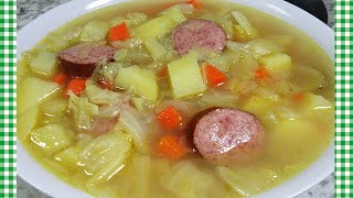 How To Make Polish Kielbasa Cabbage Potato Soup Recipe  One Pot Meal [upl. by Aiek]