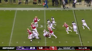 BROCK PURDY THROWS HIS 4TH PICK AND RAVENS SCORE [upl. by Lacee]