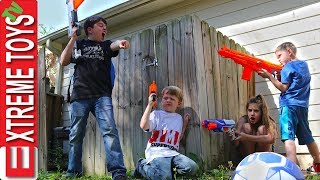 Soccer Ball Rescue Nerf Battle With The Super Hero Kids [upl. by Castro]