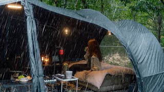 Camping in Heavy Rain  the pouring rain for 24 hours I relaxed in a cozy tent RAIN ASMR [upl. by Pamelina]