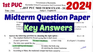 1st PUC English Midterm Exam Question Paper Key Answers 2024 Karnataka [upl. by Aynatal]