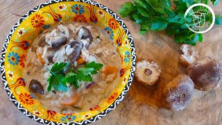 Krémová rýže s houbami Shiitake Shiitake recept Houževnatec jedlý [upl. by Rases]