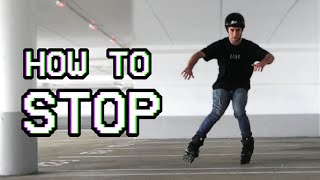 How to Stop on Rollerblades without Brakes  Beginners Inline Skating Tutorial [upl. by Sharon]