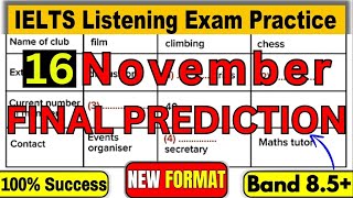 VERY HARD IELTS LISTENING TEST 16 NOVEMBER amp 23 NOVEMBER 2024 WITH ANSWERS  IDP amp BC [upl. by Nabal]