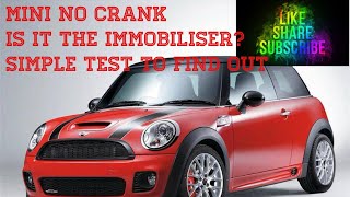 Mini No crank immobiliser fault very simple tests in the description [upl. by Euqitsym]