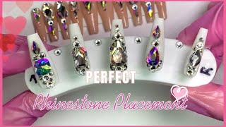 Rhinestone Placement  How to apply rhinestones on nails  Bling Nails [upl. by Yrffoeg624]