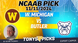 Western Michigan vs Butler 111124 FREE NCAAB Pick for Bet [upl. by Etteve662]