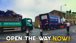 UNBELIEVABLE UK LORRY DRIVERS  Maneuver fail Truck stuck in narrow street Hit the bridge 6 [upl. by Ibot52]