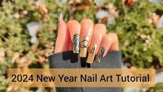 2024 New Year Nail Art Tutorial 🎇🎉💅 [upl. by Rouvin]